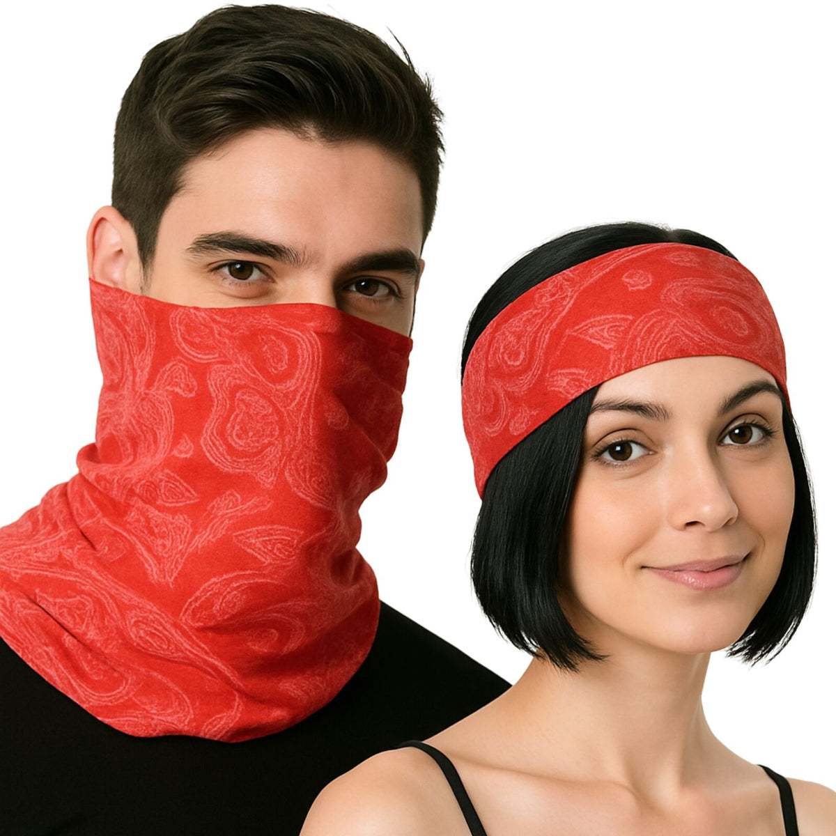 Seamless Tube Bandana Head Scarf Face Cover Mask Pattern Mask Neck Gaiter - Red V563-14776-RED