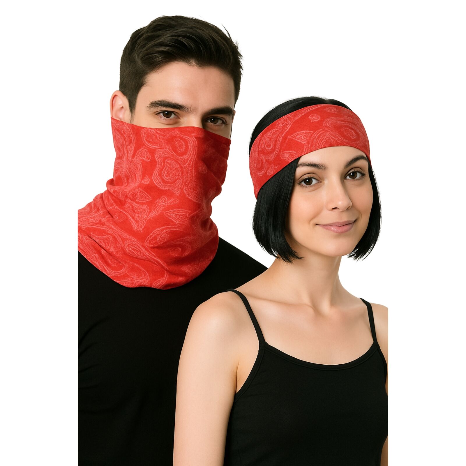 Seamless Tube Bandana Head Scarf Face Cover Mask Pattern Mask Neck Gaiter - Red V563-14776-RED
