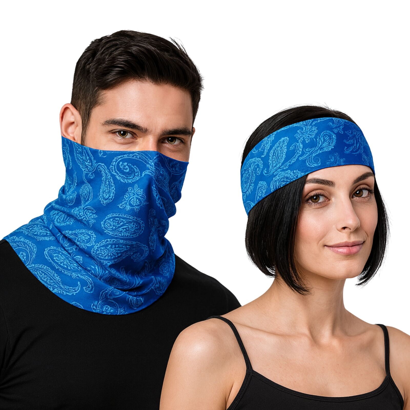 Seamless Tube Bandana Head Scarf Face Cover Mask Pattern Mask Neck Gaiter - Royal Blue V563-14776-ROYABLUE