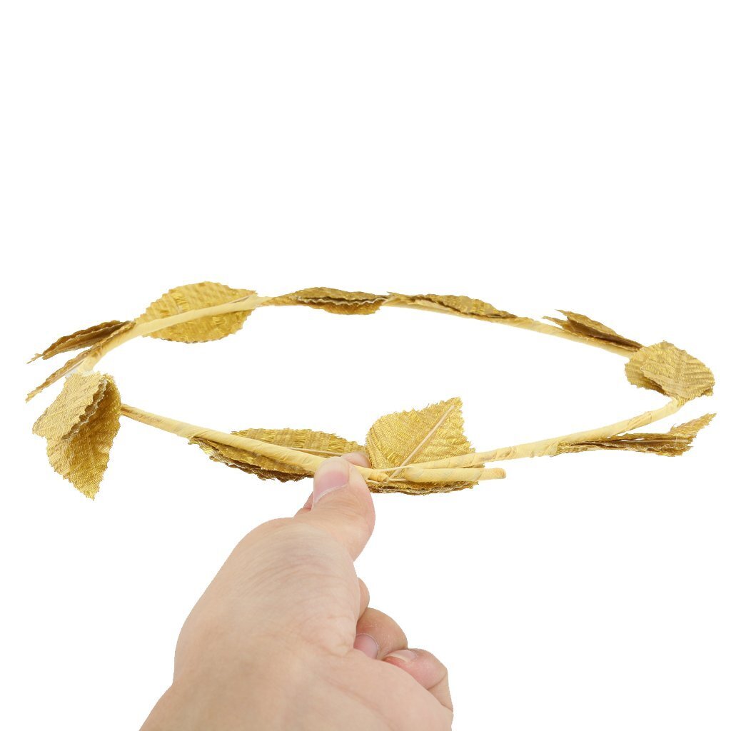 GOLD LEAF WREATH Greek Headband Crown Leaves Band Roman Costume Dress Party V563-14836