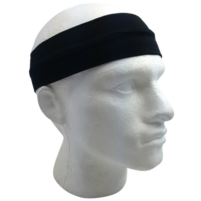 PLAIN HEADBAND Elastic Stretch Sports Yoga Hair Band Unisex 8cm Wide - Black V563-14895-BLK