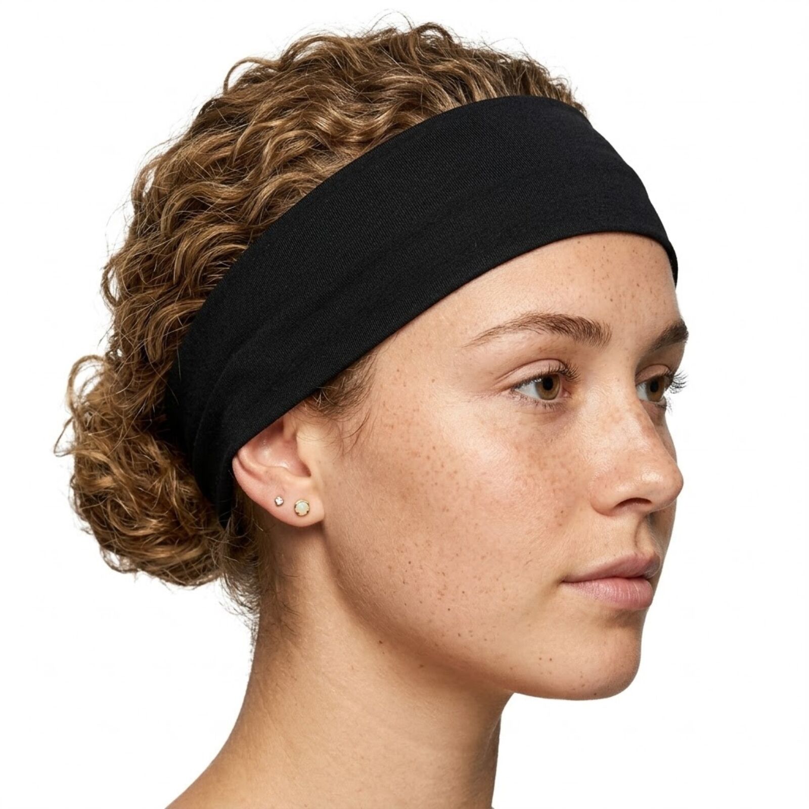 PLAIN HEADBAND Elastic Stretch Sports Yoga Hair Band Unisex 8cm Wide - Black V563-14895-BLK