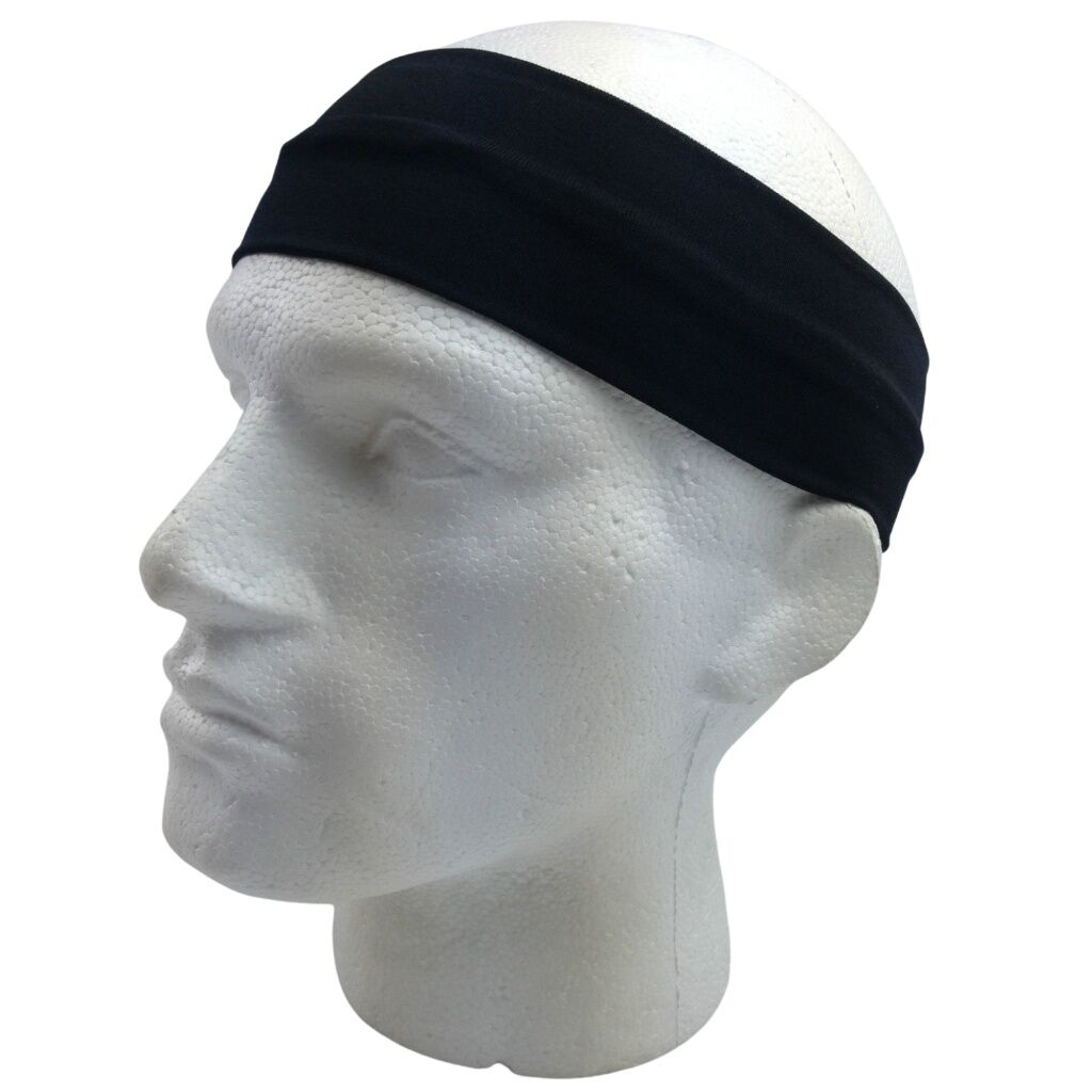 PLAIN HEADBAND Elastic Stretch Sports Yoga Hair Band Unisex 8cm Wide - Black V563-14895-BLK