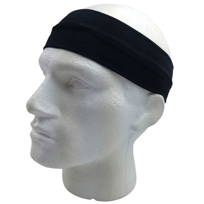 PLAIN HEADBAND Elastic Stretch Sports Yoga Hair Band Unisex 8cm Wide - Black V563-14895-BLK