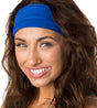 PLAIN HEADBAND Elastic Stretch Sports Yoga Hair Band Unisex 8cm Wide Wrap - Blue V563-14895-BLU