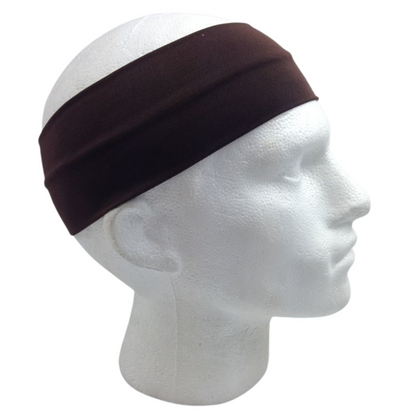PLAIN HEADBAND Elastic Stretch Sports Yoga Hair Band Unisex 8cm Wide - Brown V563-14895-BRWN