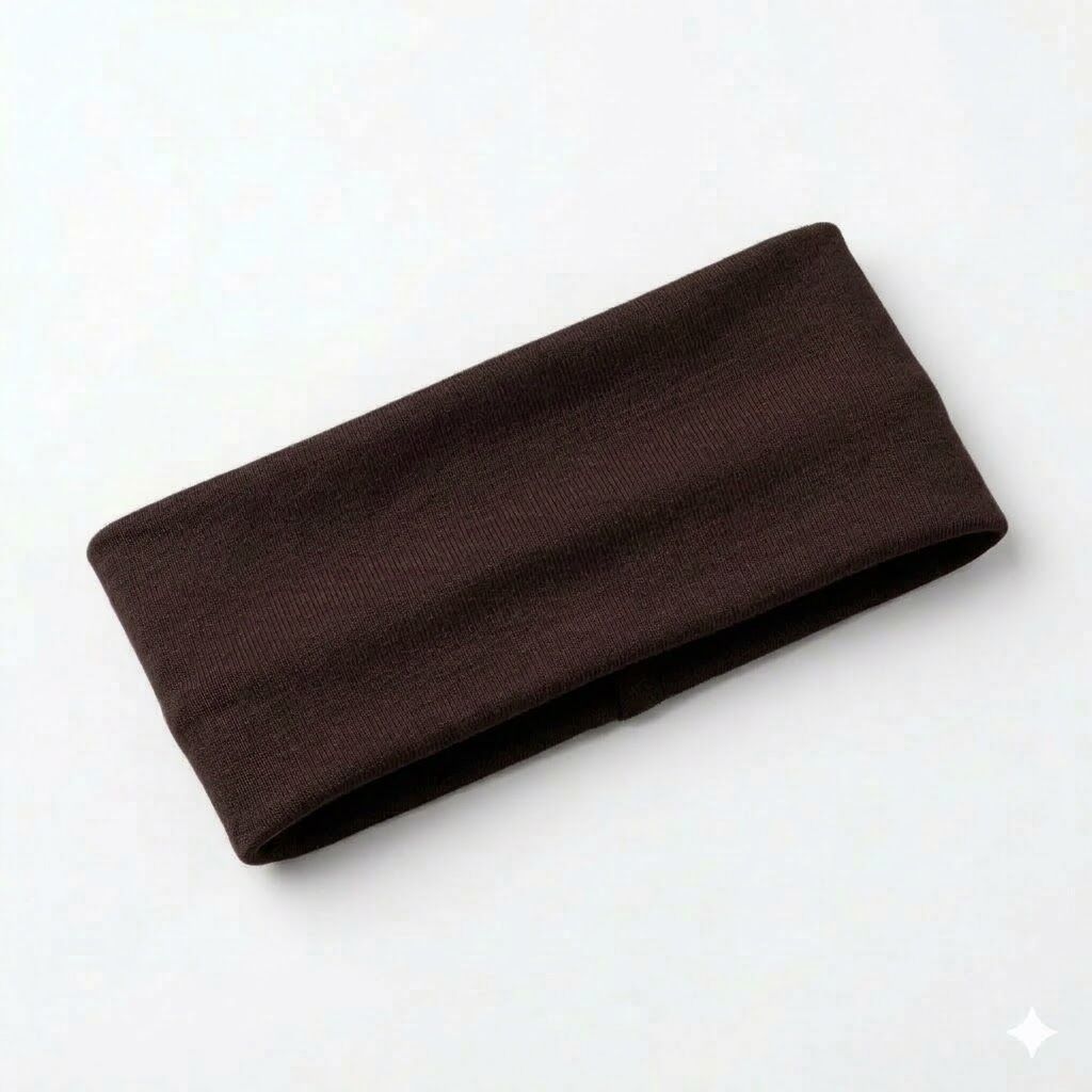 PLAIN HEADBAND Elastic Stretch Sports Yoga Hair Band Unisex 8cm Wide - Brown V563-14895-BRWN