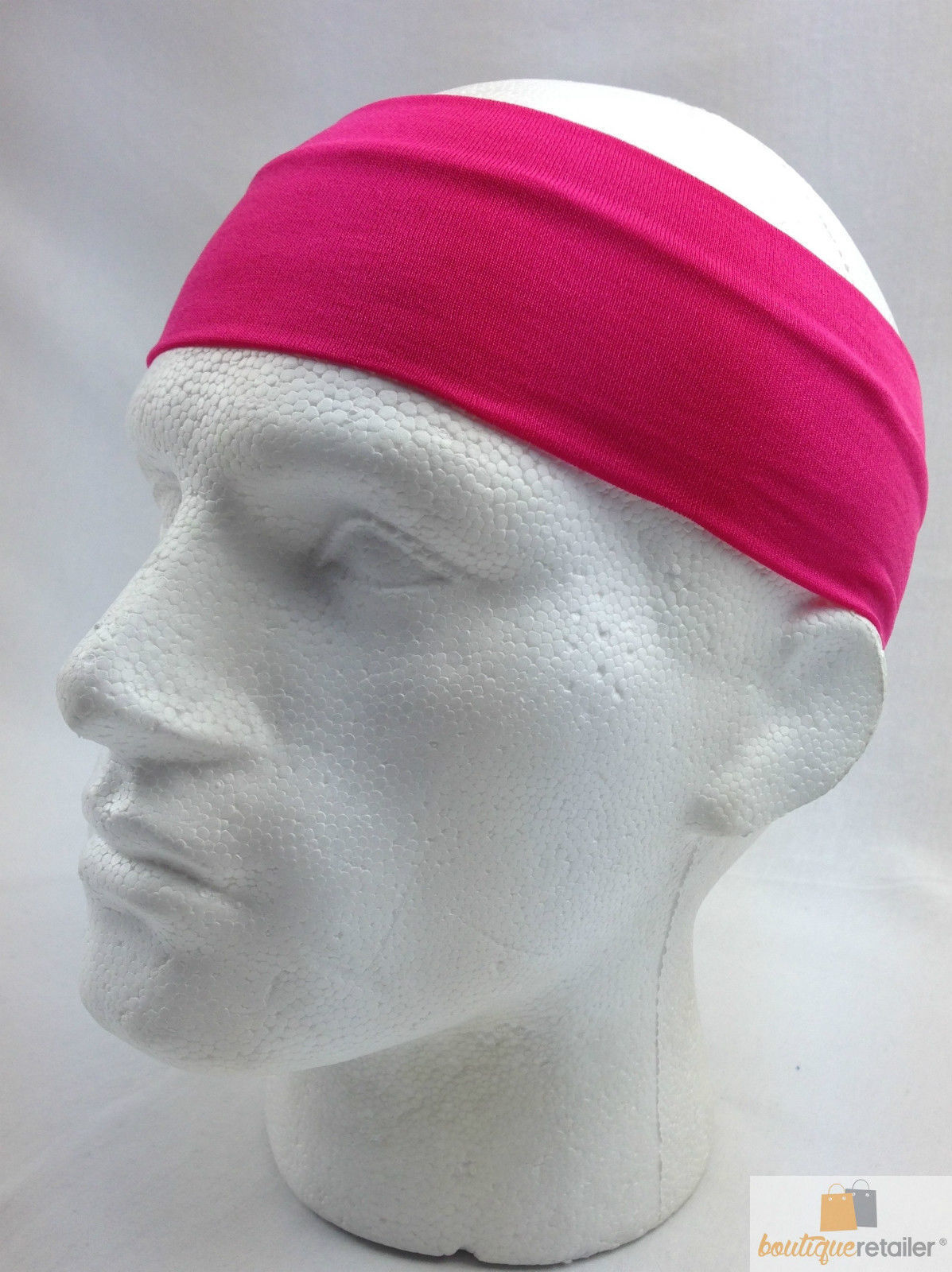 PLAIN HEADBAND Elastic Stretch Sports Yoga Hair Band Unisex 8cm - Hot Pink V563-14895-HTPNK