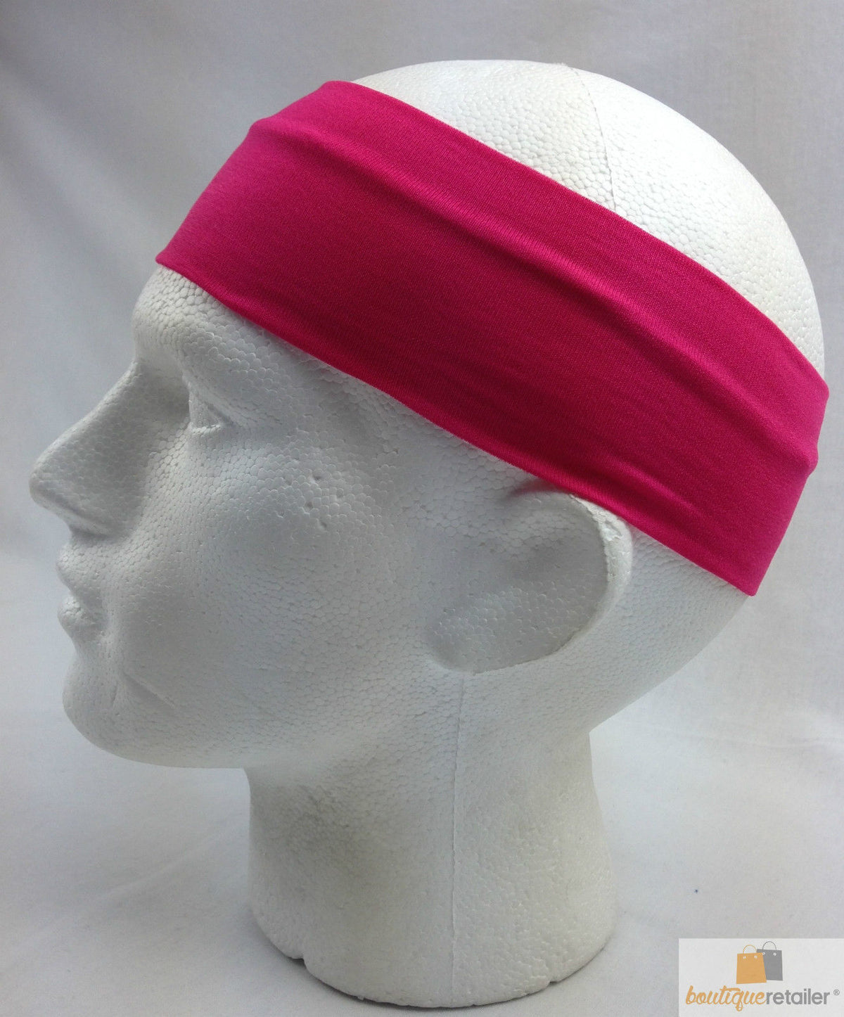 PLAIN HEADBAND Elastic Stretch Sports Yoga Hair Band Unisex 8cm - Hot Pink V563-14895-HTPNK