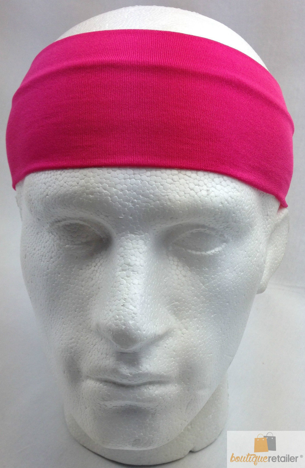 PLAIN HEADBAND Elastic Stretch Sports Yoga Hair Band Unisex 8cm - Hot Pink V563-14895-HTPNK