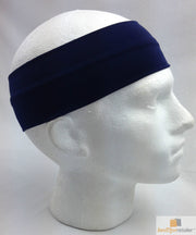 PLAIN HEADBAND Elastic Stretch Sports Yoga Hair Band Unisex 8cm Wide - Navy Blue