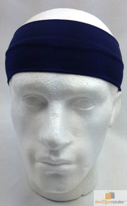 PLAIN HEADBAND Elastic Stretch Sports Yoga Hair Band Unisex 8cm Wide - Navy Blue
