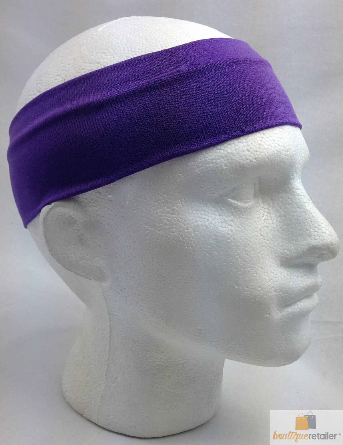 PLAIN HEADBAND Elastic Stretch Sports Yoga Hair Band Unisex 8cm Wide - Purple V563-14895-PUR