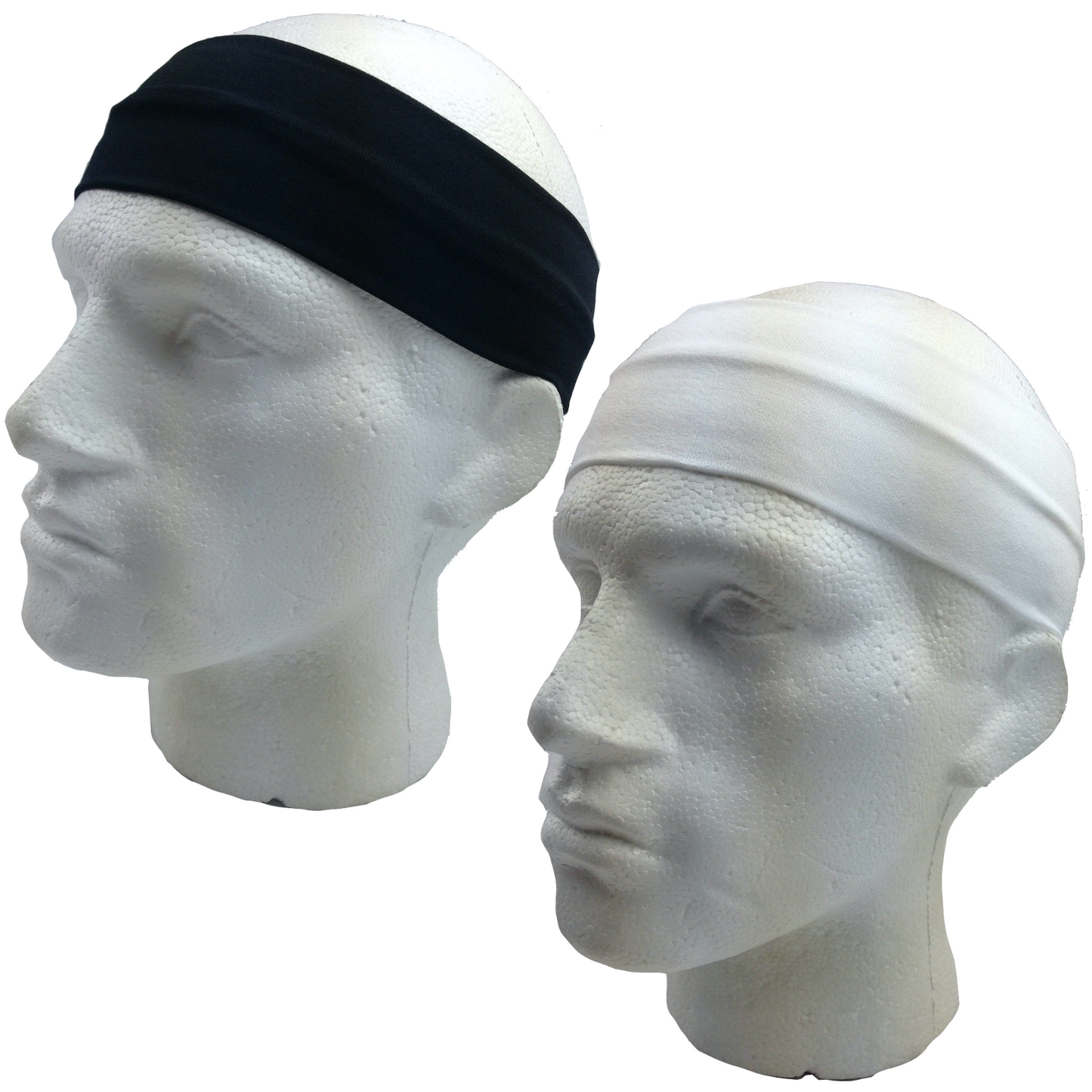 2pc Set Plain Headband Elastic Stretch Sports Yoga Hair Band Unisex Wide Wrap V563-14895_BLACKWHITE