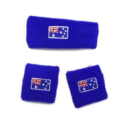 Australia Day Australian Flag Head Hand & Wrist Band Set Sweatband Accessories V563-14901