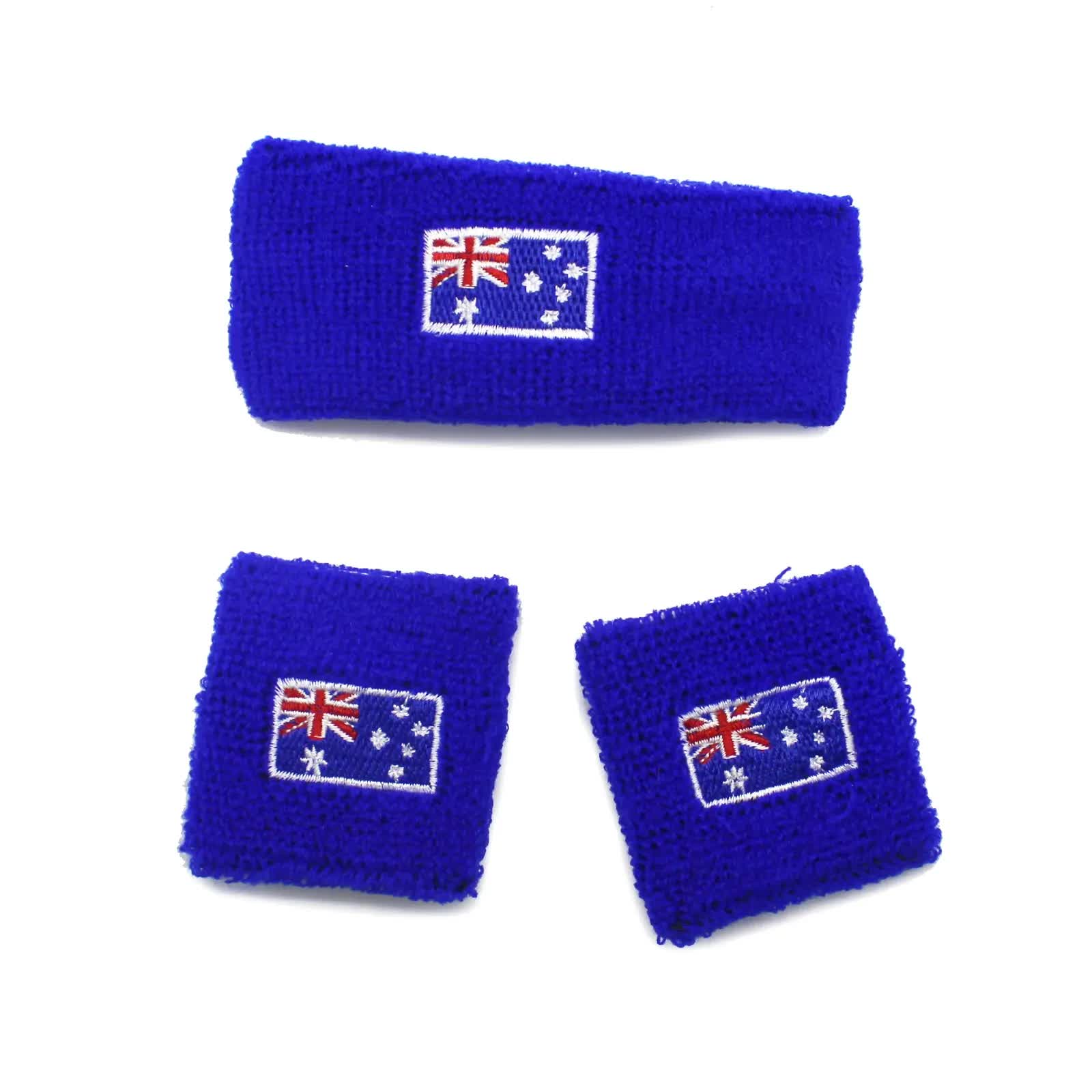 Australia Day Australian Flag Head Hand & Wrist Band Set Sweatband Accessories V563-14901