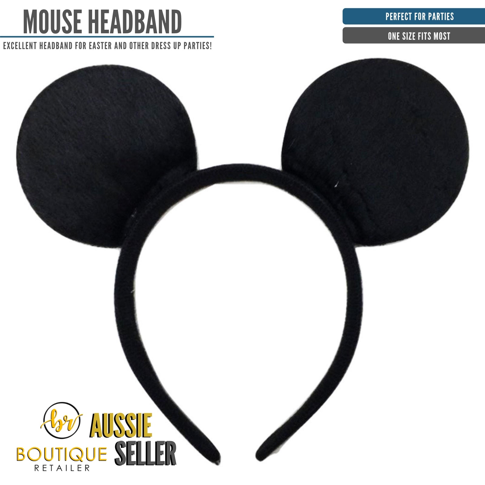 Mickey Minnie Mouse Headband Costume Halloween Party Hair Head Band - Black V563-14950