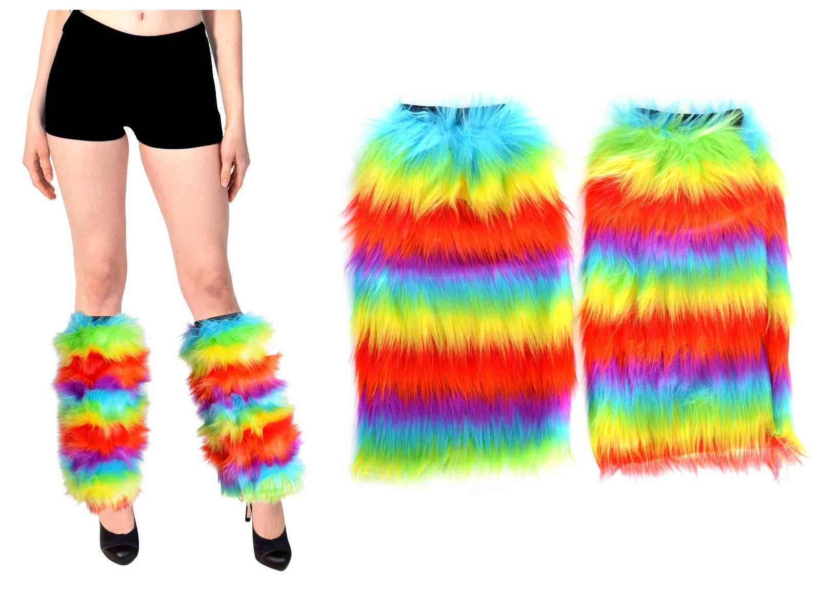 1 Pair Fluffy Leg Warmers Rainbow Gay Pride LGBTQ V563-15179