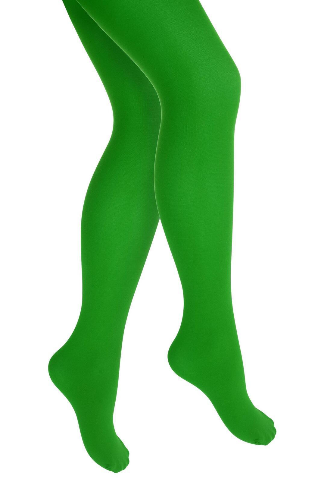 Pantyhose Tights Stockings Hosiery Womens Ladies Plain Colours - Green V563-15200-GRN-ONESIZE
