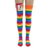 Womens Over Knee Socks Striped Thigh High Stockings Long Stretch - Rainbow V563-15350-09