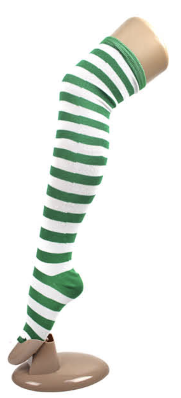Womens Over Knee Socks Striped Thigh High Long Stockings - Dark Green/White V563-15350-DRKGRN_WHITE