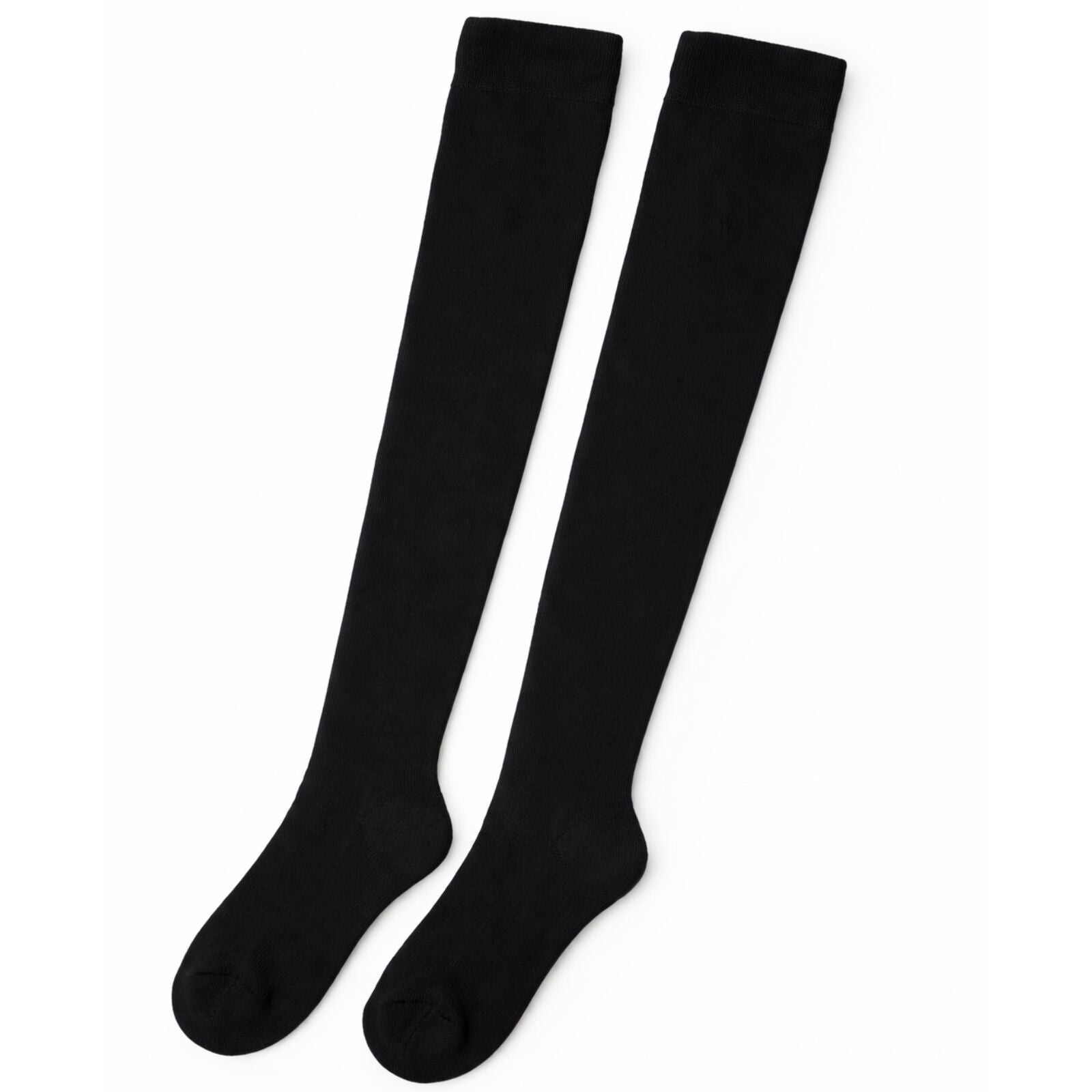 Womens Over Knee Socks Thigh High Stockings Long Stretch - Plain Black V563-15350-PLAINBLACK