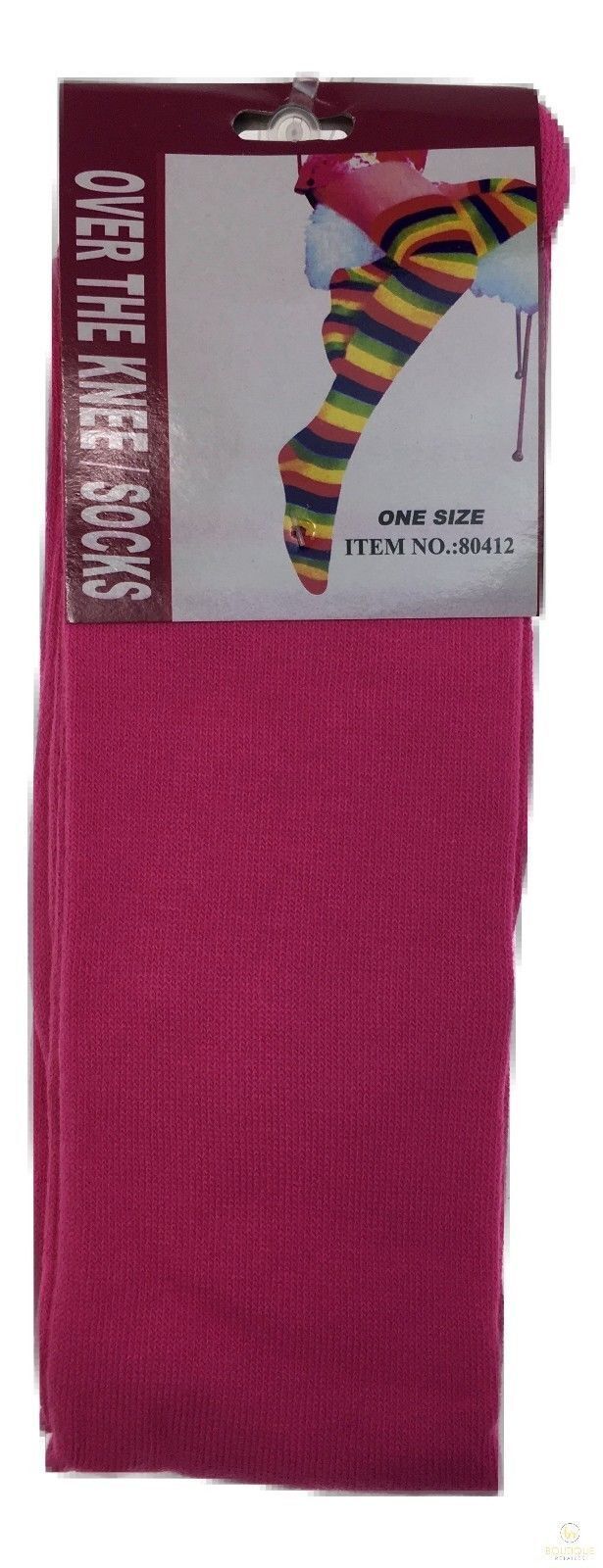 Womens Over Knee Socks Thigh High Stockings Long Stretch - Plain Pink V563-15350-PLAIN_PINK