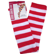Womens Over Knee Socks Striped Thigh High Stockings Long Stretch - Red/White V563-15350-RED_WHITE