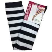 2pc Set Over The Knee Socks Striped Black White Yellow High Thigh Long Stocking V563-15350_STRIPEDSOCKS