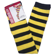 2pc Set Over The Knee Socks Striped Black White Yellow High Thigh Long Stocking V563-15350_STRIPEDSOCKS
