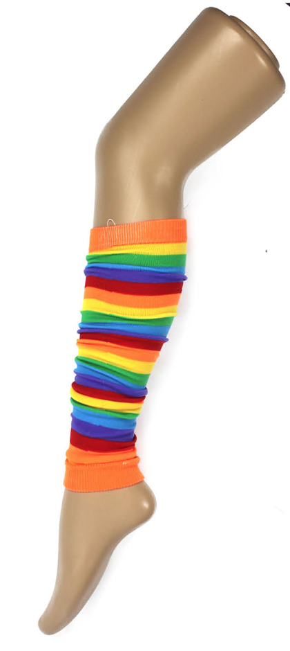 RAINBOW LEG WARMERS Party Costume Fine Stretch Ladies Girls Fancy Dress - Rainbow V563-15375-01