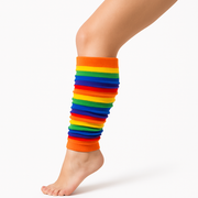 RAINBOW LEG WARMERS Party Costume Fine Stretch Ladies Girls Fancy Dress - Rainbow V563-15375-01