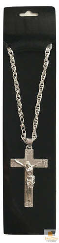 Jesus Christ Metal Necklace Chain Pendant Chain Jewellery Crucifix - Silver V563-15800-JESUS-SILVER