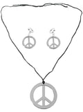 HIPPIE Necklace & Earring Set Peace Signs Party Costume Halloween 60s 70s - Silver V563-16140-SILVER
