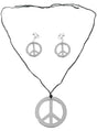 HIPPIE Necklace & Earring Set Peace Signs Party Costume Halloween 60s 70s - Silver V563-16140-SILVER
