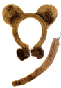 BROWN BEAR EARS HEADBAND w Bow Tail Animal Costume Halloween Party Hair Accessory V563-17201-01
