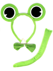 FROG HEADBAND w Bow Tail Animal Costume Halloween Party Hair Accessory V563-17201-06