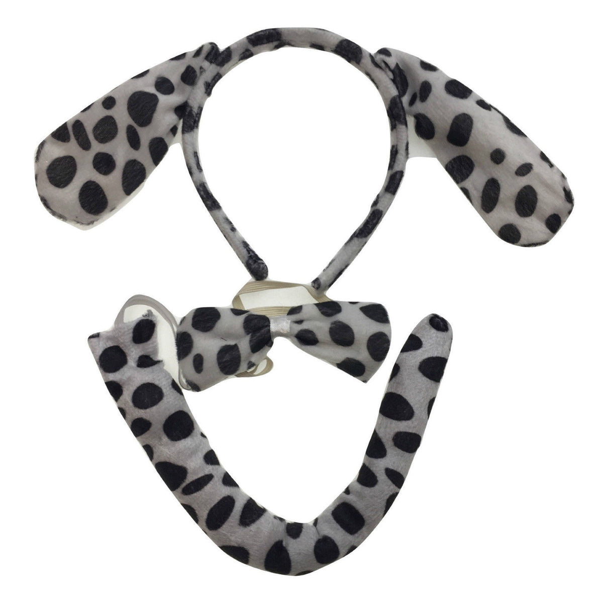 3pcs DOG EAR HEADBAND w Bow Tail Animal Costume Halloween Party Hair Dalmatian V563-17201-DOGEARS