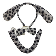 3pcs DOG EAR HEADBAND w Bow Tail Animal Costume Halloween Party Hair Dalmatian V563-17201-DOGEARS
