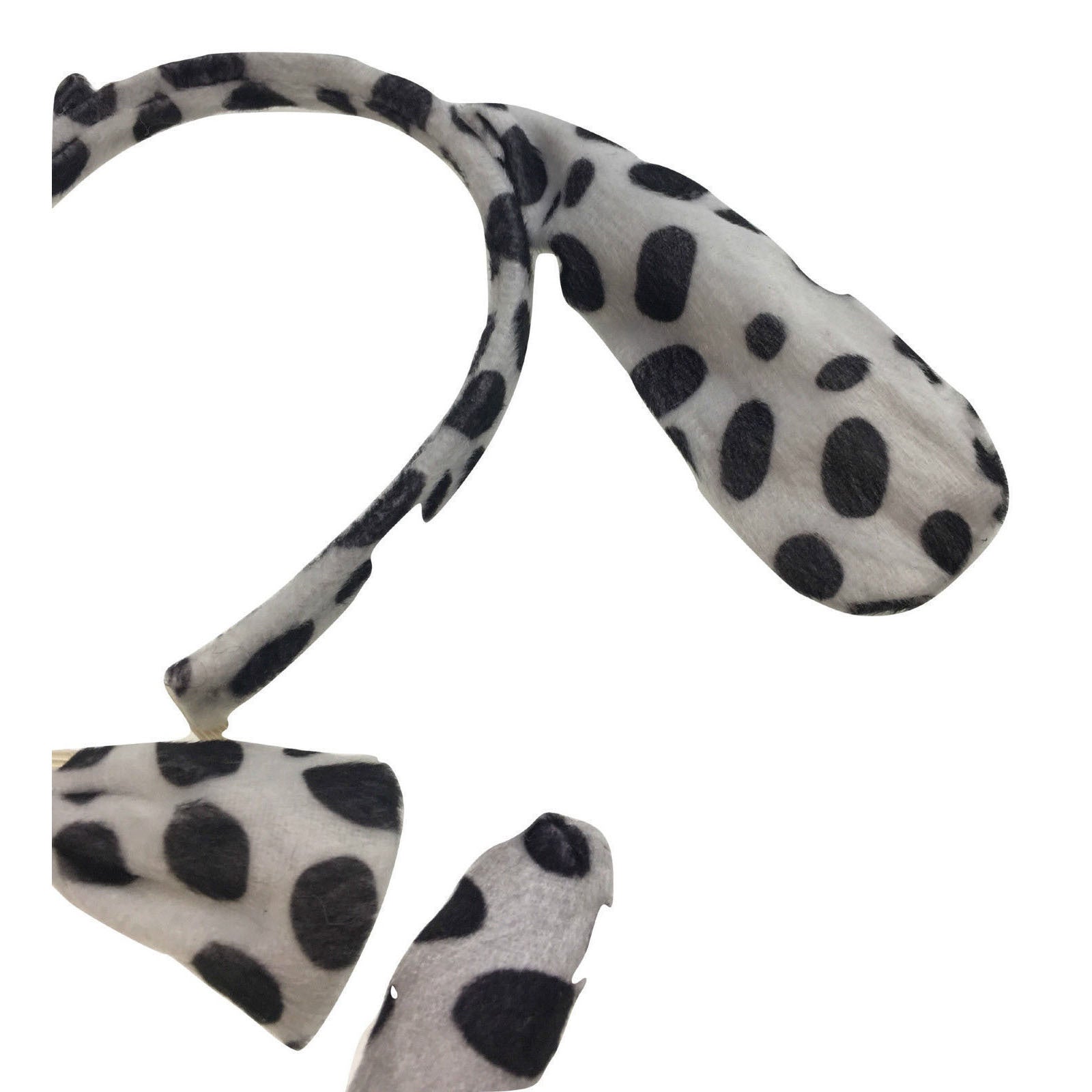 3pcs DOG EAR HEADBAND w Bow Tail Animal Costume Halloween Party Hair Dalmatian V563-17201-DOGEARS