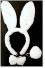 WHITE RABBIT EARS HEADBAND w Bow Tail Animal Costume Halloween Party Hair Accessory V563-17201-WHITERABBIT