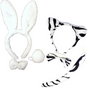 2pc Set Animal Headband w Bow Tail Rabbit + Zebra Ears Costume Halloween Party V563-17201_RABBITZEBRASET