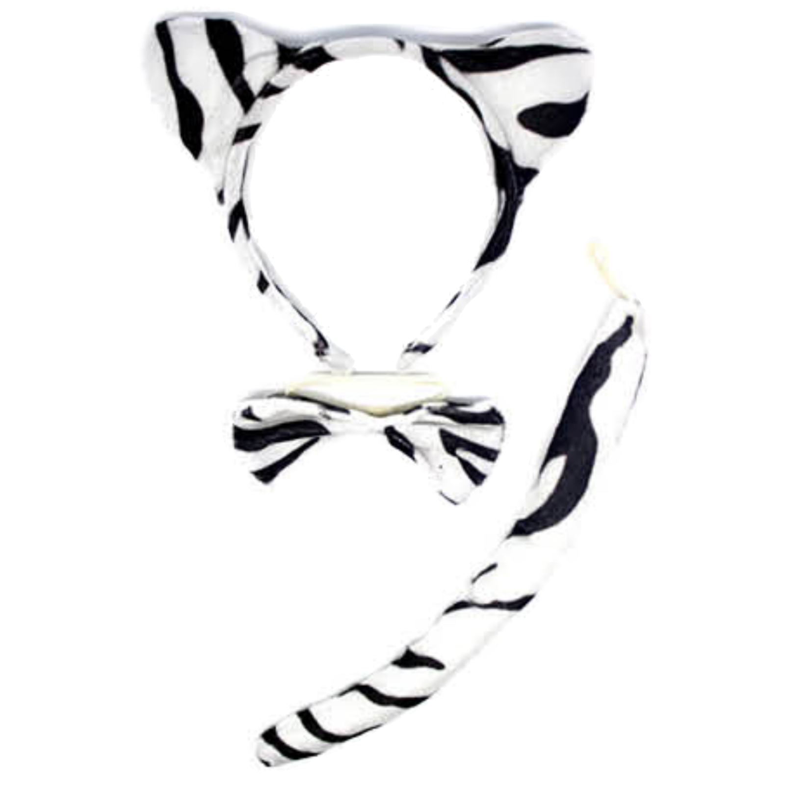 2pc Set Animal Headband w Bow Tail Rabbit + Zebra Ears Costume Halloween Party V563-17201_RABBITZEBRASET
