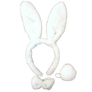 2pc Set Animal Headband w Bow Tail Rabbit + Zebra Ears Costume Halloween Party V563-17201_RABBITZEBRASET