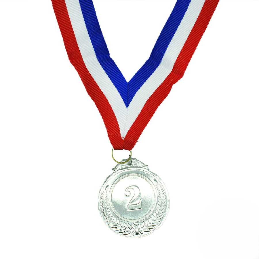 2nd METAL SILVER WINNER MEDALS Sports Day School 46cm Ribbon Olympics V563-17699-02