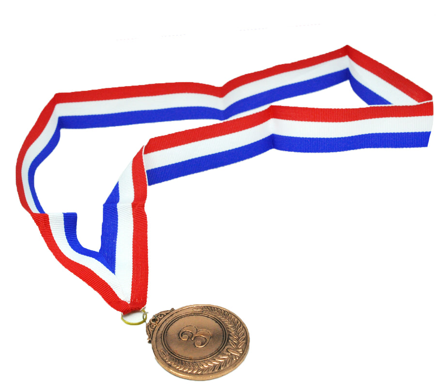 3rd METAL BRONZE WINNER MEDALS Sports Day School 46cm Ribbon V563-17699-03