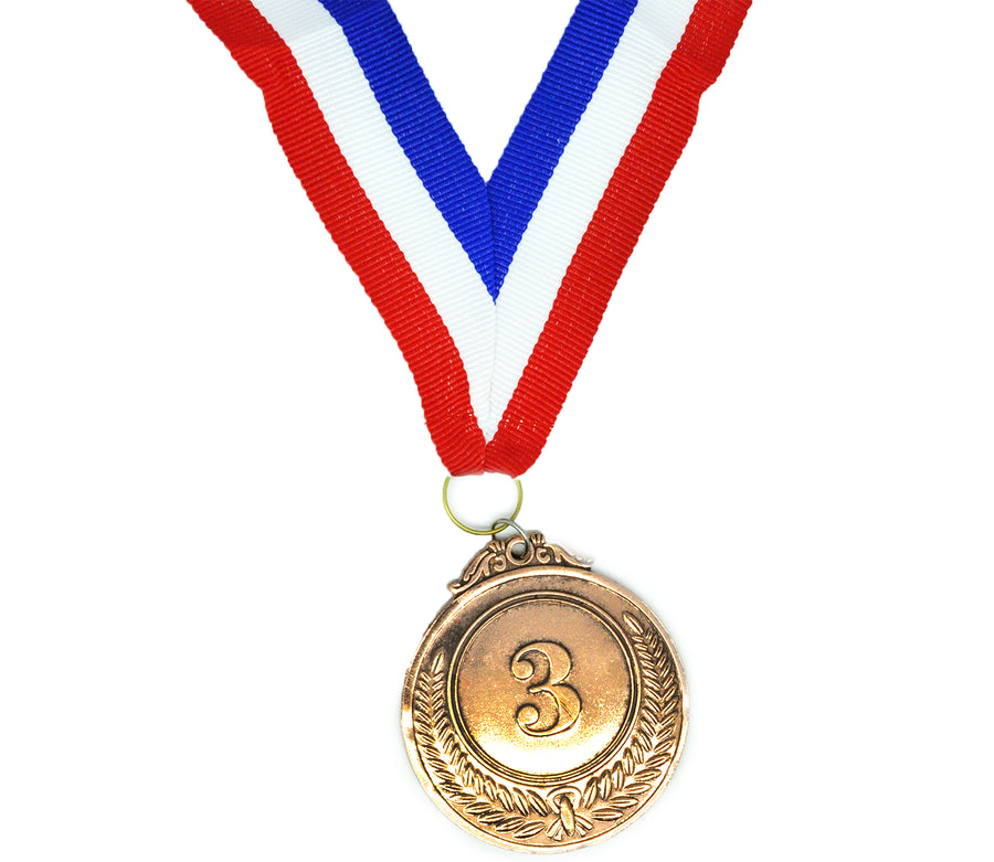 3rd METAL BRONZE WINNER MEDALS Sports Day School 46cm Ribbon V563-17699-03