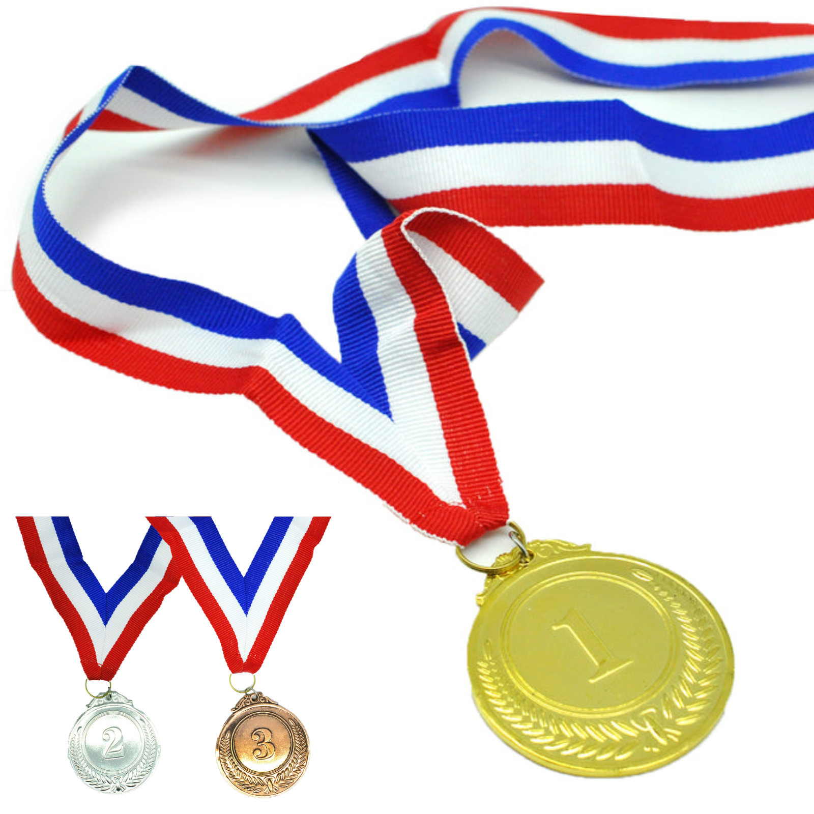 Set of 3 Gold Silver Bronze Medals Sports Day Awards School Events Olympics Parties V563-17699