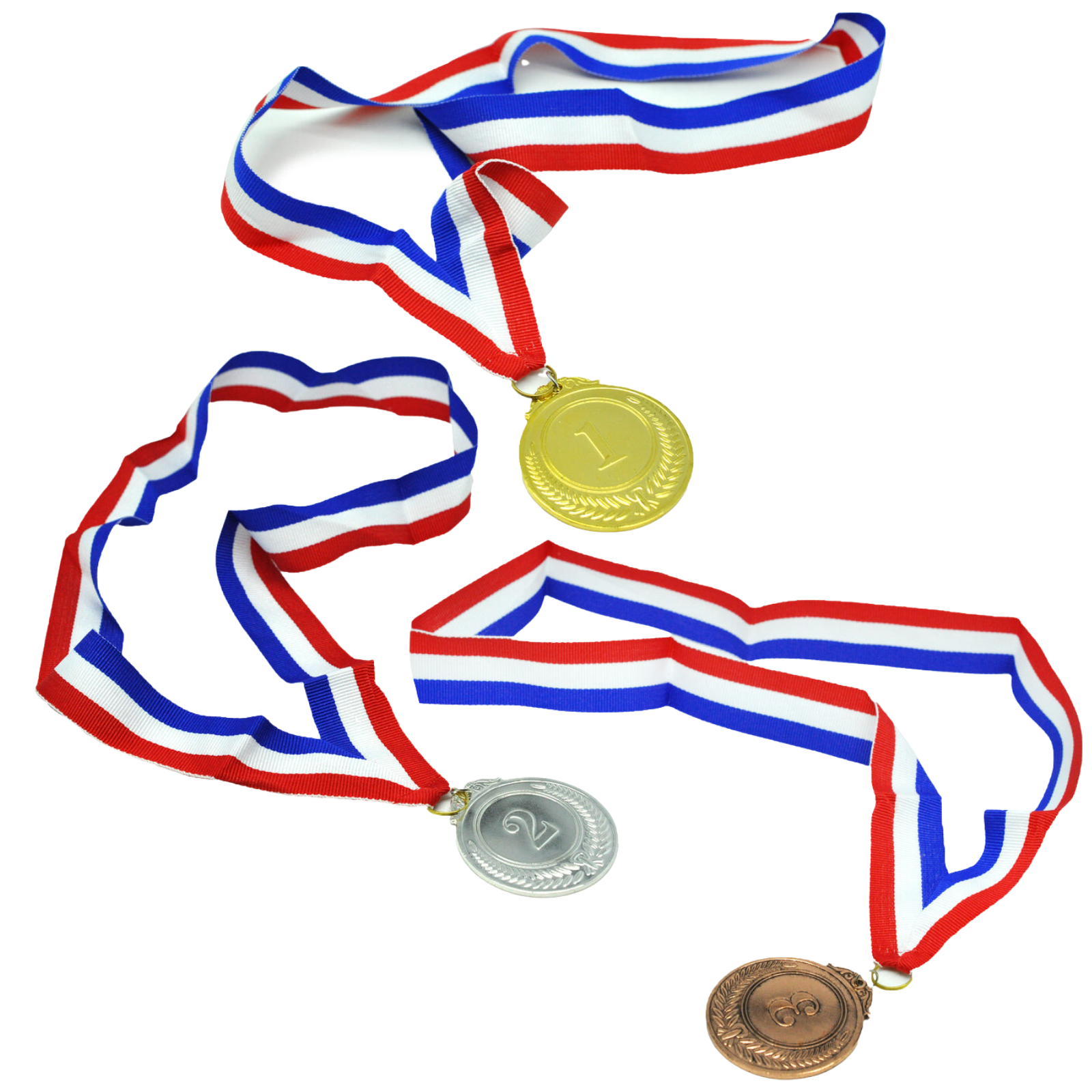 Set of 3 Gold Silver Bronze Medals Sports Day Awards School Events Olympics Parties V563-17699