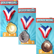 Set of 3 Gold Silver Bronze Medals Sports Day Awards School Events Olympics Parties V563-17699